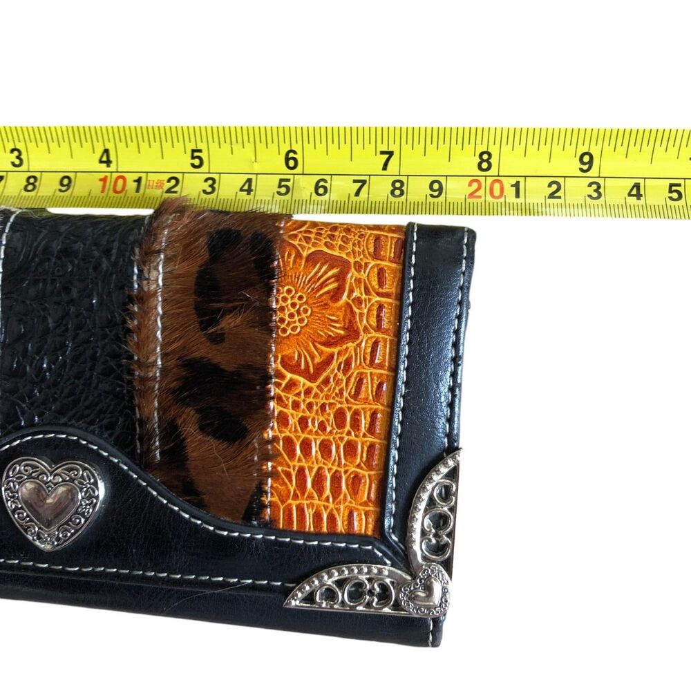 Brighton Western Animal Print Leather Wallet with Silver Heart‎ Accent $225 - Picture 12 of 13
